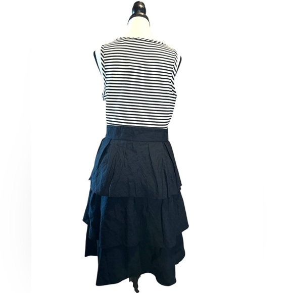 BCBGMaxAzria Black and White Striped Tiered Dress - Picture 3 of 8